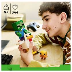21582 LEGO® MINECRAFT Hračky slepičí; pokojové deko videohry s zombie, kuřemi a kuřaty; zařízení na sběr a vystavování; dárek pro hráče od 9 let