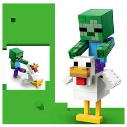 21582 LEGO® MINECRAFT Hračky slepičí; pokojové deko videohry s zombie, kuřemi a kuřaty; zařízení na sběr a vystavování; dárek pro hráče od 9 let