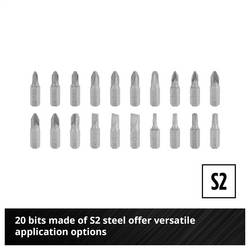 Einhell 372450 sada bitů, 61dílná, plochý, PH, PZ, profil T