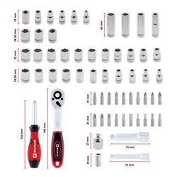 Einhell 372450 sada bitů, 61dílná, plochý, PH, PZ, profil T