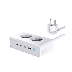 4Smarts nabíjecí adaptér, GaN, USB Power Delivery (USB-PD) , 3x USB-C®, USB A, zásuvka s ochranným kontaktem , 65 W, Quick Charge 3.0, Dodávka energie, bílá