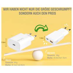 4Smarts USB nabíječka, GaN, USB Power Delivery (USB-PD) , USB A, USB-C®, 30 W, Dodávka energie, bílá