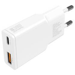 4Smarts USB nabíječka, GaN, USB Power Delivery (USB-PD) , USB A, USB-C®, 30 W, Dodávka energie, bílá