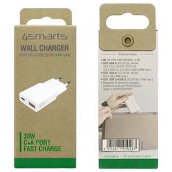 4Smarts USB nabíječka, GaN, USB Power Delivery (USB-PD) , USB A, USB-C®, 30 W, Dodávka energie, bílá