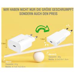 4Smarts USB nabíječka, GaN, USB Power Delivery (USB-PD) , USB A, USB-C®, 20 W, Dodávka energie, bílá