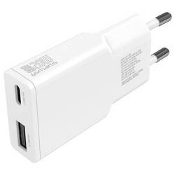 4Smarts USB nabíječka, GaN, USB Power Delivery (USB-PD) , USB A, USB-C®, 20 W, Dodávka energie, bílá
