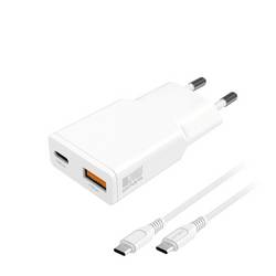 4Smarts USB nabíječka, GaN, USB Power Delivery (USB-PD) , USB A, USB-C®, 20 W, SuperCharge, Dodávka energie, bílá