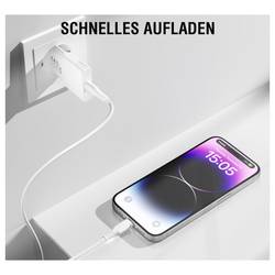 4Smarts USB nabíječka, GaN, USB Power Delivery (USB-PD) , USB-C®, Lightning, 20 W, Quick Charge 3.0, Dodávka energie, bílá