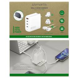 4Smarts USB nabíječka, GaN, USB Power Delivery (USB-PD) , 3x USB-C®, USB A, 100 W, Quick Charge, Dodávka energie, bílá
