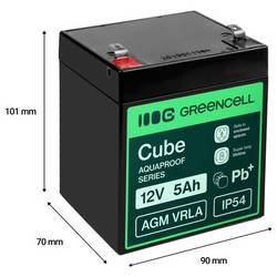 Green Cell GC-AGM12V5AH-J olověný akumulátor olověný se skelným rounem 5 Ah 12 V 1 ks