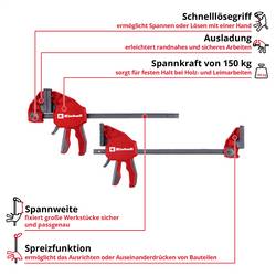 Einhell 930121 jednoruční svorka Rozpětí (max.):600 mm Vnější délka: 89.5 mm