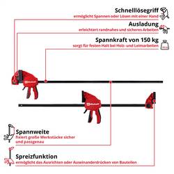 Einhell 930122 jednoruční svorka Vnější délka: 121 mm