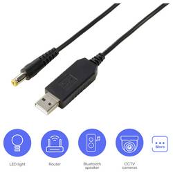 VOLTCRAFT USB měnič napětí, DC/DC měnič, s DC adaptérem, Dutá zástrčka: 5,5 x 2.1 mm., Černá