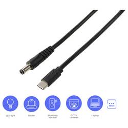 VOLTCRAFT USB měnič napětí, DC/DC měnič, s DC adaptérem, Dutá zástrčka: 5,5 x 2.1 mm., Černá