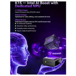 GMKtec mini PC (HTPC) K15-1 Intel® Core™ Ultra 5 125U Intel® Core™ Ultra 5 125U 4.3 GHz 32 GB RAM 512 GB SSD Intel Grafika Win 11 Pro K15-1