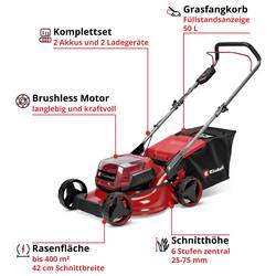 Einhell GC-CM 36/42 Li BL (2x4,0Ah) akumulátor Akumulátorová sekačka 36 V šířka sekání 42 cm