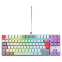 Cherry XTRFY K4V2 TKL kabelový, USB klávesnice německá, QWERTZ retromodrá RGB osvětlení a podsvícení displeje lze přizpůsobit interiéru každého vozu.