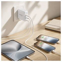 VOLTCRAFT UC-70W001 USB nabíječka, GaN, 1x USB A , 2x USB-C®, 70 W, Rychlé nabíjení, USB PD 3.2, bílá