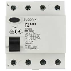 Sygonix SY-6438024 SYG-RCCB 3P+N/A63/10kA/300mA ochranný proudový spínač A 4pólový 63 A 0.3 A 400 V/AC
