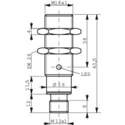 Contrinex spínač přiblížení Induktivní DW-AS-503-M18-002 320 520 619 M18 zdánlivě zarovnaný PNP (Ø x v) 18 mm x 63.5 mm