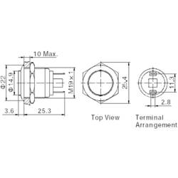 TRU COMPONENTS GQ19H-10/J/S, 701953 tlačítko antivandal, 19 mm, 48 V/DC, 2 A, 1 ks