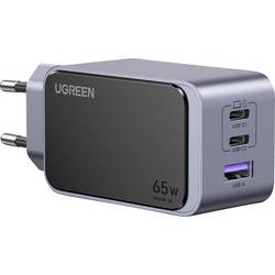 UGREEN Nexode S nabíjecí adaptér, GaN, 2x USB-C®, 1x USB A , 65 W, Power Delivery 3.0, Rychlé nabíjení, šedá