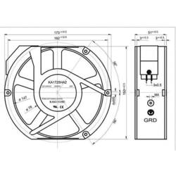 SEPA KA1725HA2BMT/Mg axiální ventilátor, 230 V/AC, 340 m³/h, (d x š x v) 173 x 150 x 51 mm, 861578403