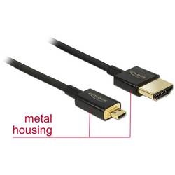 Delock HDMI kabel Zástrčka HDMI-A, Zástrčka HDMI Micro-D 0.25 m černá 85119 pozlacené kontakty, 4K UHD, kroucený , třížilový stíněný HDMI kabel