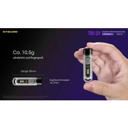 NiteCore TIKI UV NC-TIKIUV LED, UV LED kapesní svítilna s UV světlem napájeno akumulátorem 70 lm 2 h 12 g