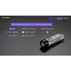 NiteCore TIKI UV NC-TIKIUV LED, UV LED kapesní svítilna s UV světlem napájeno akumulátorem 70 lm 2 h 12 g