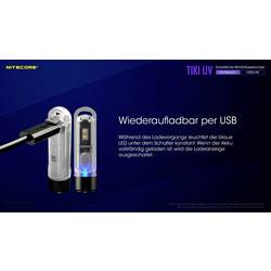 NiteCore TIKI UV NC-TIKIUV LED, UV LED kapesní svítilna s UV světlem napájeno akumulátorem 70 lm 2 h 12 g