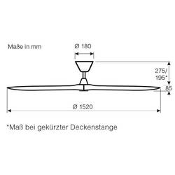 CasaFan ECO AIRSCREW 152 MS-MW stropní ventilátor 28 W (Ø x v) 1520 mm x 275 mm černá (matná) s dálkovým ovládáním, vhodný i pro zimní provoz