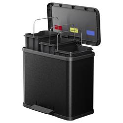 Hailo öko trio plus L 6332600 odpadkový koš, 27 l, ocelový plech, (d x š x v) 470 x 470 x 430 mm, černá, otevírání pedálem, 1 ks