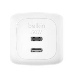Belkin USB nabíječka, GaN, USB Power Delivery (USB-PD) , 2x USB-C®, 50 W, Dodávka energie, bílá