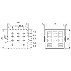 Finder 92.13 patice pro relé Finder řada 62, Finder 62.31 , Finder 62.32, Finder 62.33, (d x š x v) 38 x 36 x 18.5 mm, Tray, 1 ks