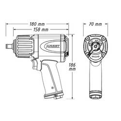 Hazet 9012ECO 9012ECO pneumatický rázový šroubovák Typ uchycení nástroje: vnější čtyřhran 1/2 (12,5 mm) Točivý moment (max.): 1700 Nm
