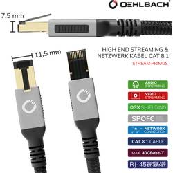 Oehlbach D1C13353 RJ45 síťové kabely, propojovací kabely CAT 8.1 2.00 m černá pozlacené kontakty, třížilový stíněný 1 ks
