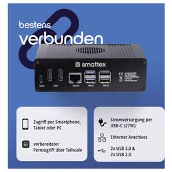 Smattex Raspberry Pi® 4 B , vč. pouzdra, vč. napájecího zdroje, vč. chladicího tělesa, vč. Noobs OS, Operační paměť 4 GB