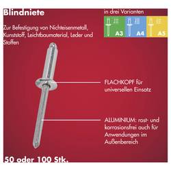 Arrow Tool Group 723097 slepý nýt (Ø x d) 3 mm x 10 mm hliník hliník hliník RA 3 X 10 ALU 100ST 100 ks