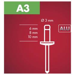 Arrow Tool Group 723073 slepý nýt (Ø x d) 3 mm x 6 mm hliník hliník hliník RA 3 X 6 ALU 100ST 100 ks