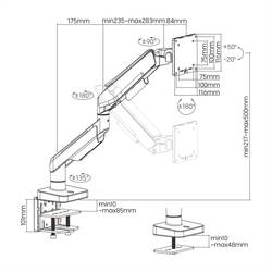 Roline držák na stůl pro monitor 1 Displej: (s) 43,2 cm (17) - 124,5 cm (49) vícebarevná nastavitelná výška