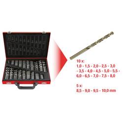 KS Tools 330.3640 HSS-G-Co 5 sada spirálových vrtáku do kovu 1 mm, 1.5 mm, 2 mm, 2.5 mm, 3 mm, 3.5 mm, 4 mm, 4.5 mm, 5 mm, 5.5 mm, 6 mm, 6.5 mm, 7 mm, 7.5 mm,