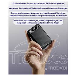 mobvoi 13391 Inteligentní hlasový záznamník Maximální čas nahrávání 434 h šedá Vč. softwaru / aplikace, Audio na text, Formát platební karty, potlačení šumu
