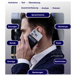 mobvoi 13391 Inteligentní hlasový záznamník Maximální čas nahrávání 434 h šedá Vč. softwaru / aplikace, Audio na text, Formát platební karty, potlačení šumu