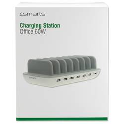 4Smarts Stolní nabíječka, 1x USB-C®, 6x USB A, 60 W, bílá, šedá