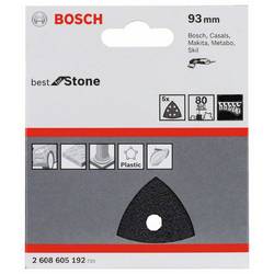 Bosch Accessories Best for Stone 2608605192 brusný papír pro delta brusky na suchý zip, s otvory Zrnitost 80 Rozměr přes roh 93 mm (d x š) 93 mm x 93 mm 5 ks