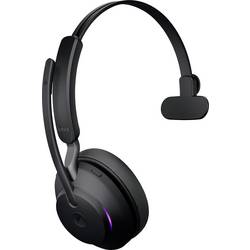 Jabra Evolve2 65 monaural telefon Headset otevřená (On Ear) Bluetooth® stereo černá regulace hlasitosti, Indikátor nabití, Vypnutí zvuku mikrofonu