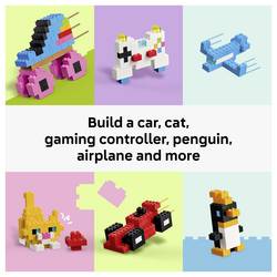 11045 LEGO® CLASSIC Kreativní barevné kameny; sada MINT; konstrukční vozidla, zvířata, potraviny; kytara a další modely