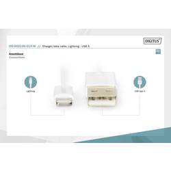 Digitus USB kabel USB 2.0 USB-A zástrčka, Apple Lightning konektor 1.00 m bílá stíněný, dvoužilový stíněný DB-600106-010-W