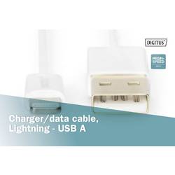 Digitus USB kabel USB 2.0 USB-A zástrčka, Apple Lightning konektor 1.00 m bílá stíněný, dvoužilový stíněný DB-600106-010-W